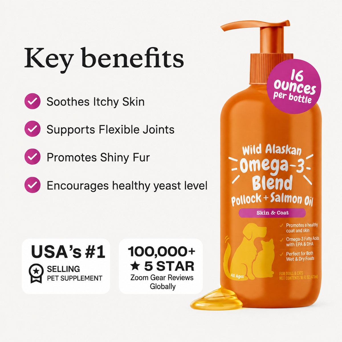 Salmon Oil for Dogs and Cats – Joint Support, Skin & Coat