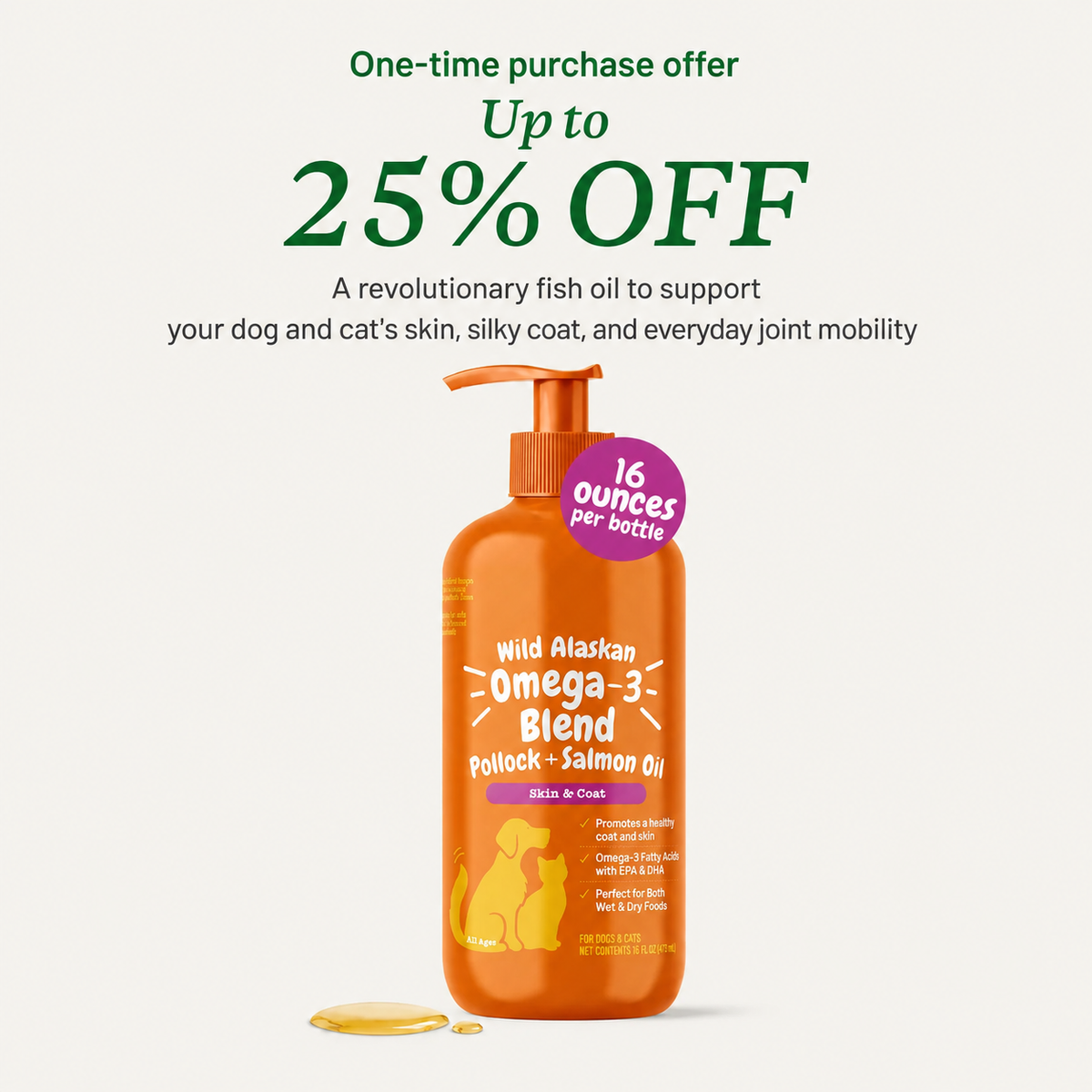 Salmon Oil for Dogs and Cats – Joint Support, Skin & Coat